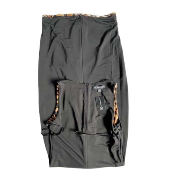 INC Bodycon Dress Size Small Cheetah Print Silhouette Sleeveless Ruched New - Picture 8 of 13